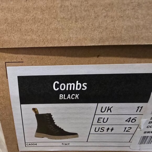 Dr. Martens Combs Boots Black Canvas 30826001 Black / Green Hi Mens Size 12 US - Picture 13 of 14
